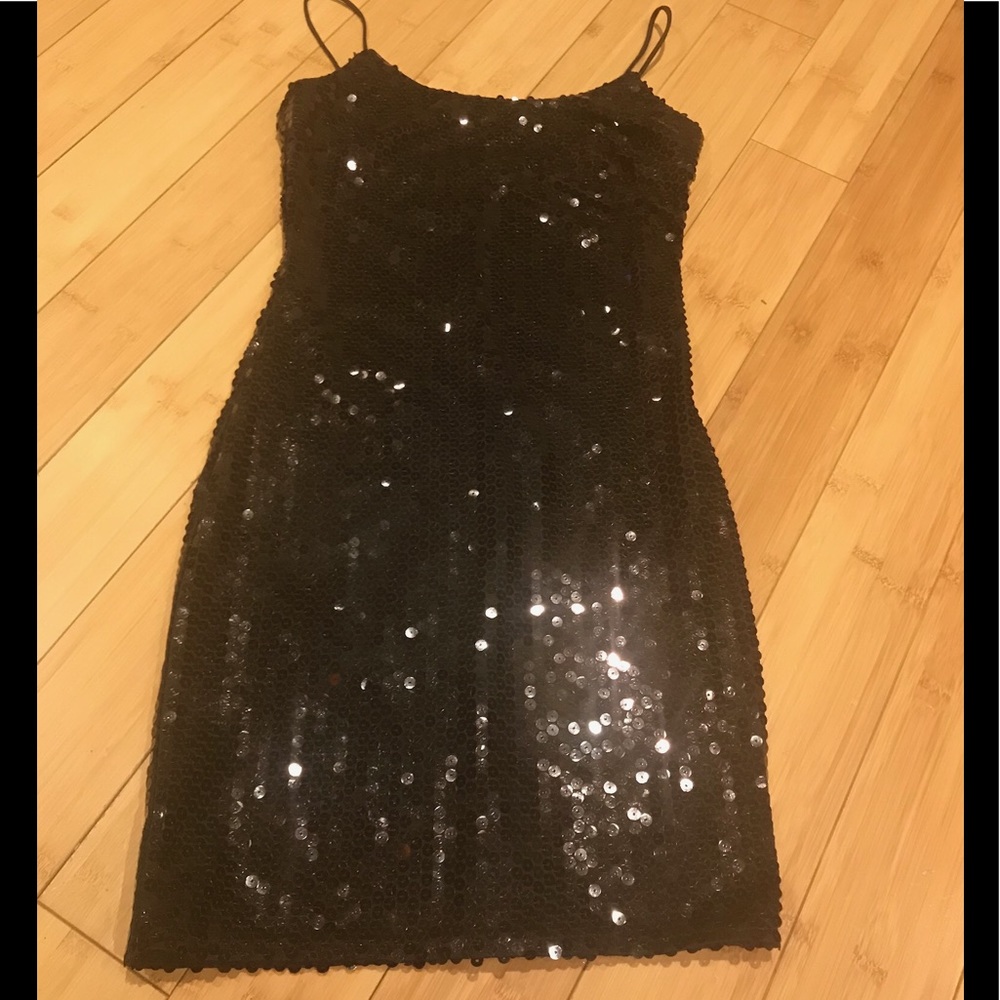 Black sequin mini dress